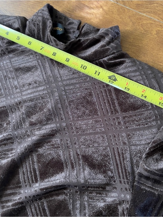 DONNA RICCO Vintage Women’s Brown Velvet Textured Plaid Print Maxi Dress size 8 - Picture 10 of 12